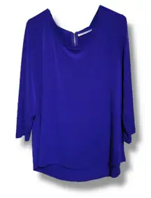Chico's Women's Top - Size 2‎ (L/12) - Royal Blue High Low with Back Zip