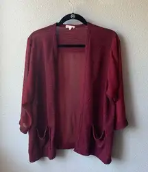 Silence + Noise open cardigan sz M burgundy pocket
