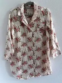Ralph Lauren Pajama Dress Womens Medium Pink Floral Night Dress Preppy Luxury