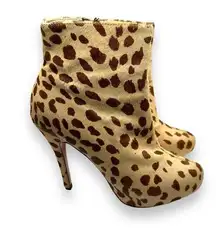 Christian Louboutin Miss Clichy Leopard Print Platform Ankle Booties Sz 40