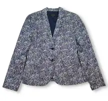 EUC Talbots Ditsy Floral Print Blazer Cotton Two Button‎ Jacket Womens 8