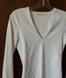 Abercrombie Soft V-Neck AF Collection Bodysuit White S