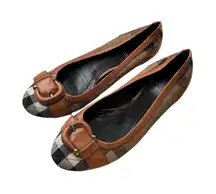 Burberry Nova Check Canvas Buckle Ballet Flats