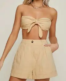 tan smock bandeau top & short set