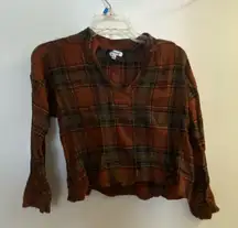 Madewell Womens Juniors M Crop Cropped Plaid Fall Wool Blend Top Shirt Brown
