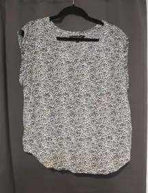 Velvet Heart Black & White Speckle Print Cap Sleeve Blouse, Women's‎ XL Top