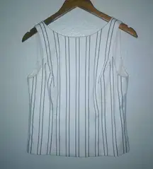 White House Black Market 6 Sleeveless Striped White Crop V-Back Lined Top