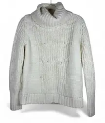 Banana Republic Chunky Cream Cowl Turtleneck Neck Sweater Sz M