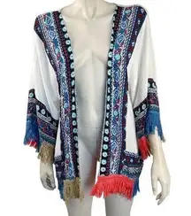 Umgee  Boho‎ Floral and Ivory Open Kimono