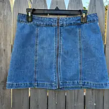 Zipper Front Denim Mini Skirt | Size S