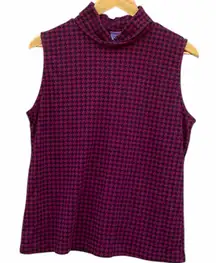 Weekenders Magenta & Black Houndstooth Sleeveless Top size appox large/XL