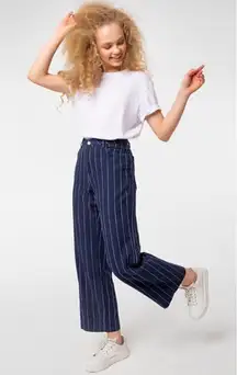 Lauren Ralph Lauren Dark Blue & White Stripe Wide Leg Denim Jeans 4