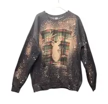 Tultex Charcoal Gray Deer Graphic Crewneck Sweatshirt. Size XL