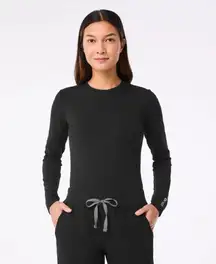 Figs Ribbed Longsleeve Underscrub in Black, Size XXS