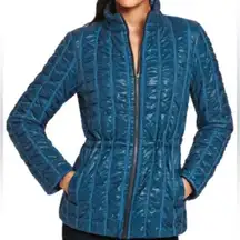 Cabi Poseidon Puffer 914‎ Teal Blue Zip Up Mock Neck Outdoor Jacket - Size Small