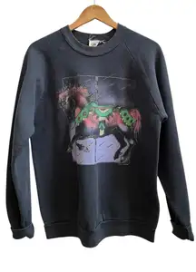 Vintage 1990 Fruit of The Loom USA The Wild Side Carousel Print Sweatshirt Large