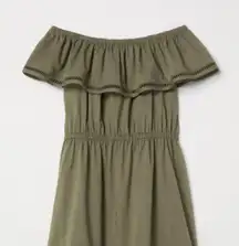 ✨ H&M Off the Shoulder Khaki Green Dress✨