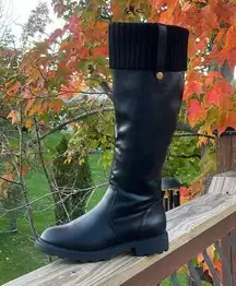 JF fold over lug sole black boots brand new size 8.5 comfort lined chunky