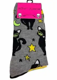 Betsey Johnson  Black Cat Halloween Crew Socks