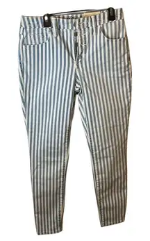 Universal Thread Blue Striped High Rise‎ Skinny Jeans Button Fly Womens Size 4