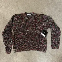 Valerie Stevens Evening Wool Blend Multi Color Crew Sweater Size M
