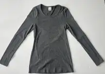 Cabi Drop In Ribbed Tee Shirt Fleck Gray Long Sleeve Top Sz Large #3626