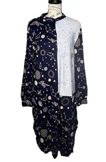 Hale Bob (XS) Celestial Knit Constellation Button Front Pajama Sleep Dress Shirt