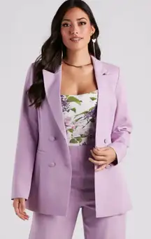 Lioness Women’s Lilac Oversized Double Breasted Blazer Jacket Size M NWT