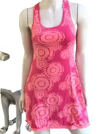 Soybu  Circle Print Racerback Pink Dress with Built in Bra Women's Size Small