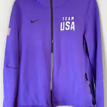 Nike Dri Fit Full Zip Hoodie Team USA Swoosh Logo Purple Small
