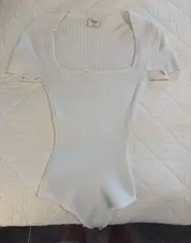 Abercrombie Knit Ribbed Bodysuit White