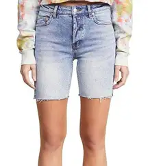 Free People NWT Avery Buttonfly Denim Bermuda Cutoff Light Wash Shorts Size 0/25