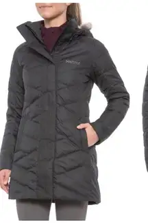 Marmot Varma 700 Fill Down Quilted Hooded Parka Jacket Charcoal Gray Size Medium