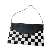 ASOS   Black and White Checker Envelope Clutch Bag