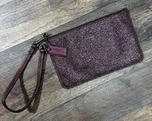 Coach NWOT  Top Zip Wristlet Metallic Cherry F64585