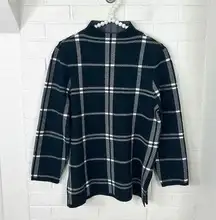 Anne Klein Windowpane Plaid Mock Neck Knit Sweater Size S