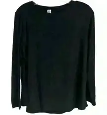 Old Navy Women's Luxe Black Long Sleeve Top Size S Casual Basic Tee
