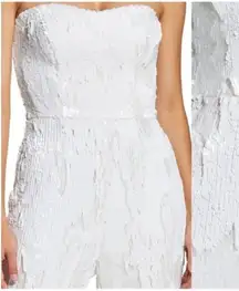 DRESS THE POPULATION Andy Sequin Strapless Jumpsuit Wide Leg Size Large NWT