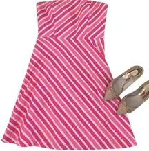 Ann Taylor  White and Pink Tube Cocktail Dress