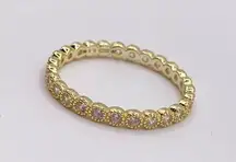 New Women’s 18k Gold sterling silver CZ eternity band ring size 9