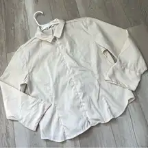 Vintage Sporty Jacket full zip long sleeve womens Cream (medium) preppy classic