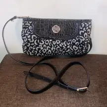 Small Gray and Black Leopard Print Dana Buchman Crossbody Purse