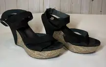 UGG Ariah Black Nubuck Snake Wedge 4.5” Platform Sandals