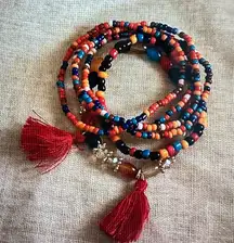 NWT - Colorful Beaded Bracelet 6-Piece Set with Tassels.