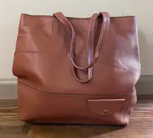 J. CREW‎ ALL DAY LEATHER TOTE BAG PURSE ROASTED CHESTNUT VTG