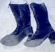 Breckels knee high laceup block heeled boots size 8.5