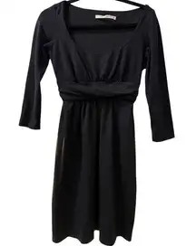 Womens Black Dress Size Small 3/4 Sleeves Scoop Neck Knit Stretch