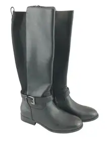 Universal Thread Womens Wendy Boots Knee High Faux Leather Zipper Black Size 7
