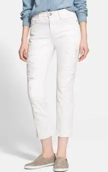 CURRENT/ELLIOTT The High Waist Straight Destroyed Jeans Super Salty Repair 27