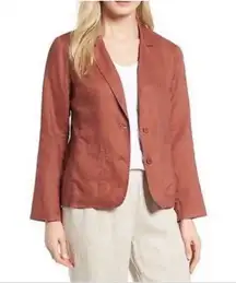 Eileen Fisher Women's Organic Linen Blazer Jacket Rust Orange
